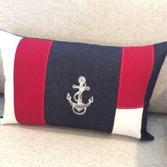 Accent Lumbar Pillow Nautical Coastal Gift for Boat, Cottage Yacht Sailboat - Picture 2 of 2